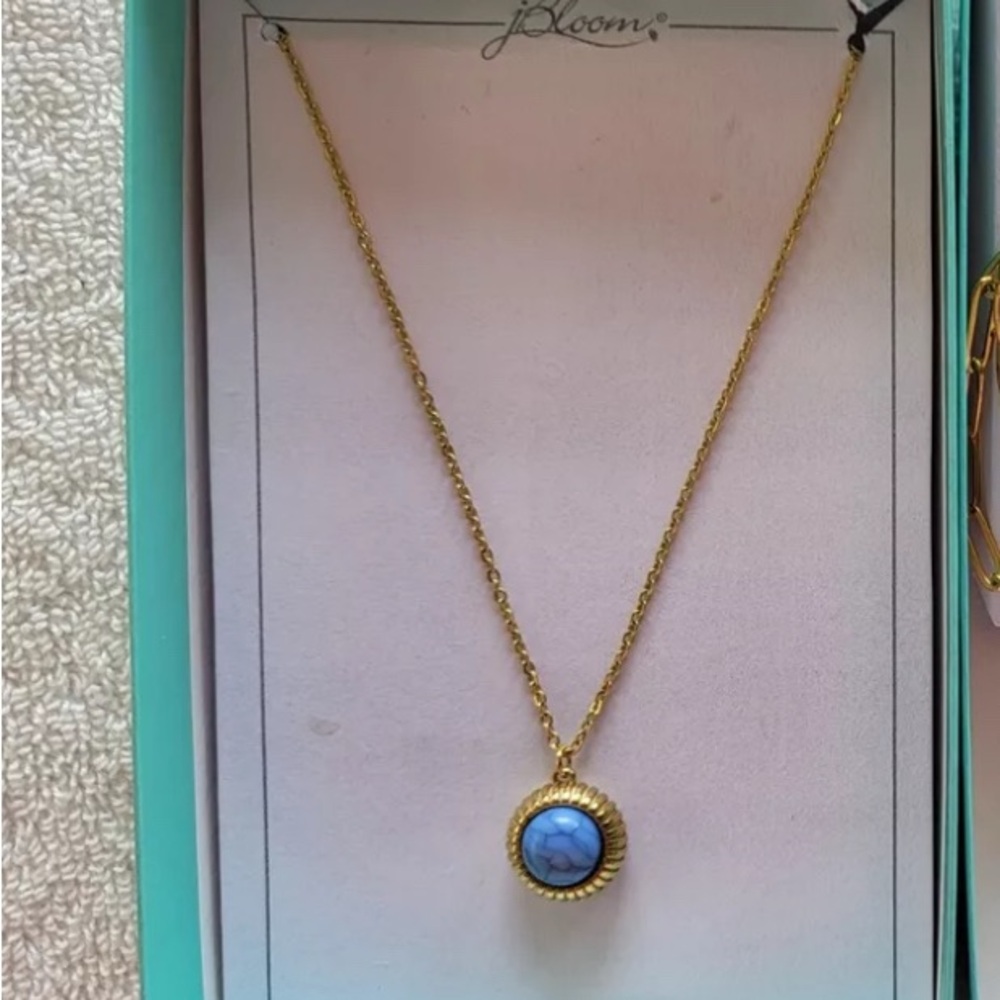 JBloom Gold and Blue Minimalist Necklace